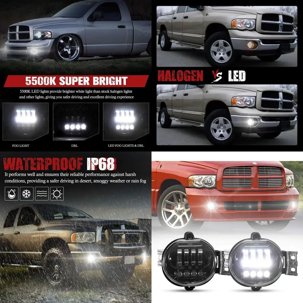 

Pair of Clear Lens LED Fog Lights with Daytime Running Lights for 2003-2008 Dodge Ram 1500/2500/3500 (Set of 2)