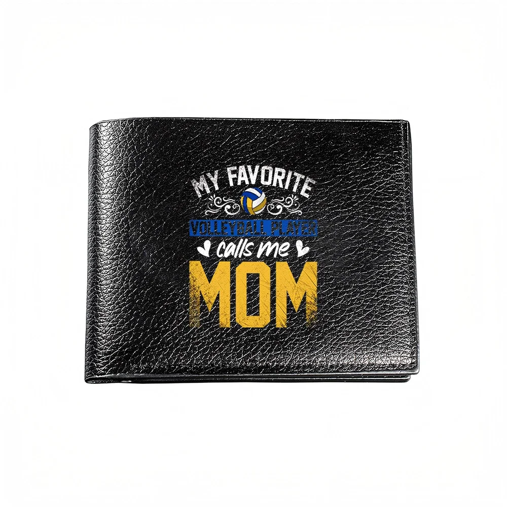 My Favorite Volleyball Player Calls Me Mom Men's Wallet Card Holder Casual Business Fashion Print Design