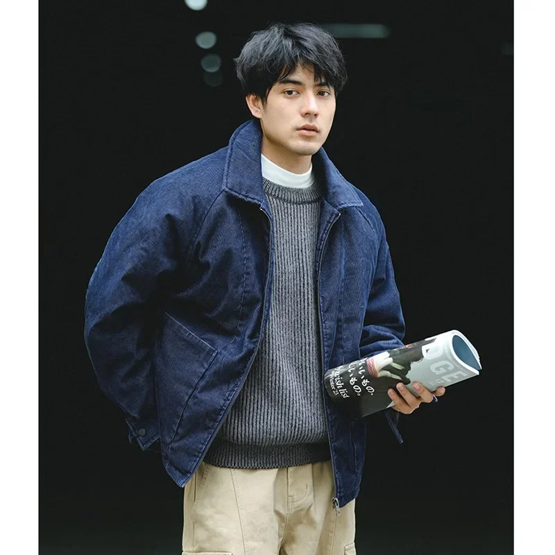 Men Japanese Streetwear Retro Corduroy Thicken Padded Cotton Coat Warm Amikaji Cargo Parkas Jacket Cityboy Outerwear