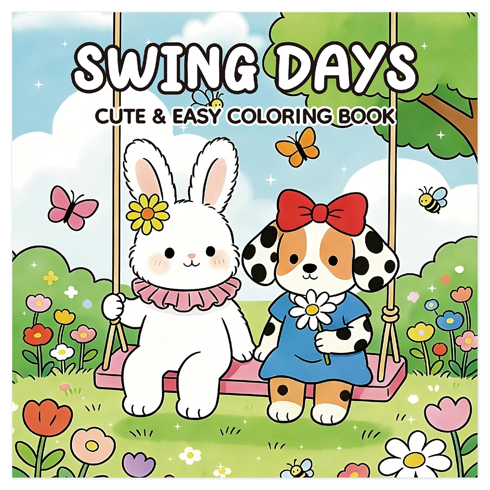 

24 sheets Coloring book for stress relief, warmth, comfort, and cute cartoon animal characters
