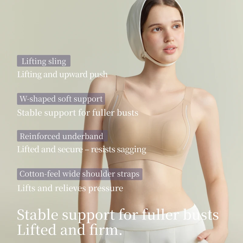 SUJIIN Plus Size Minimizer Bra for Women Summer Wireless Push Up Anti-Sagging Supportive Seamless Large Bust Bras Woman XM092