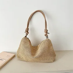 Fashion Designer Straw Tote Bag Woven Shoulder Bag 2024 Summer Beach Ladies Straw Handbags Hobo Bags And Purses Weave