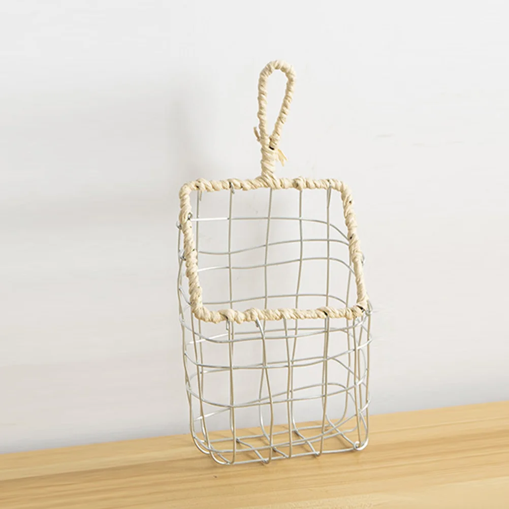 

Wire Iron Storage Basket Handmade Wall Hanging Kitchen Pantry Organizer for Fruits Bread Wall Storage Organizer