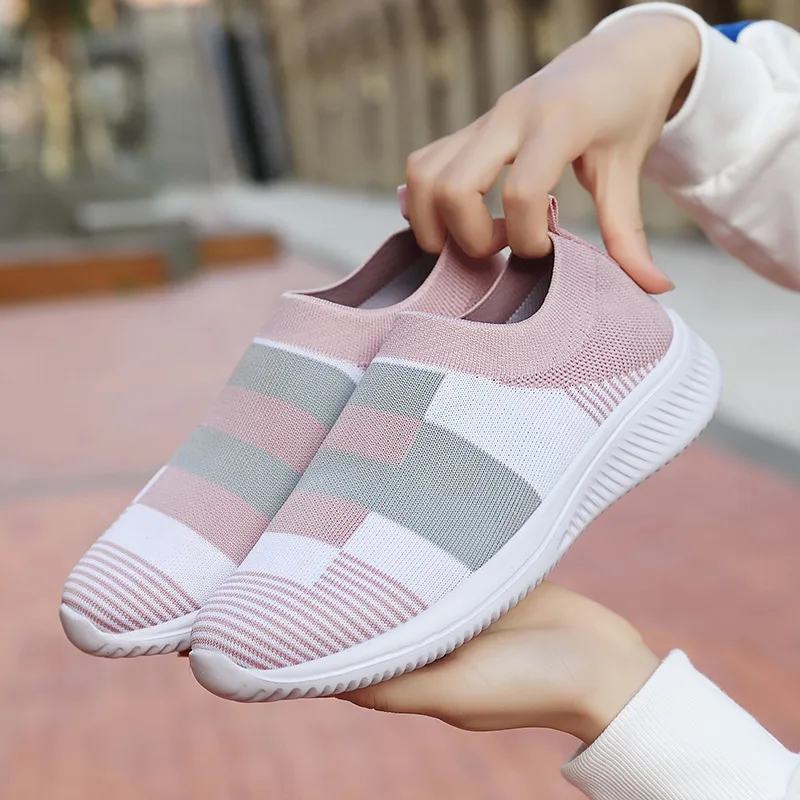 

Women Sneakers Walking Shoe Woman Lightweight Loafers Tennis Casual Ladies Fashion Slip on Sock Vulcanized Shoes Plus Size 2023