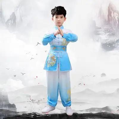 

Комплект для тренировок и выступлений по традиционным китайским боевым искусствам кунг-фу, ушу, шаолинь 2026: топ и брюки с принтом дракона