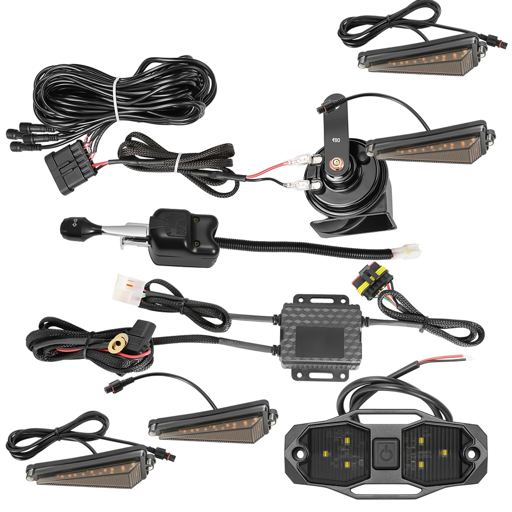 

For Polaris Ranger RZR Universal UTV Turn Signal Street Legal Kit Horn Column Lever Switch Triangular w/Dome Light Rollbar Mount