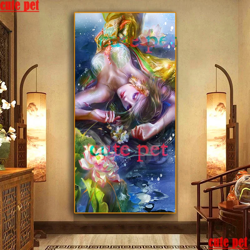 

large rhinestone picture Fantasy woman mermaid diamond Painting 5d diamond puzzle Diamond Mosaic Cross embroidery home decor