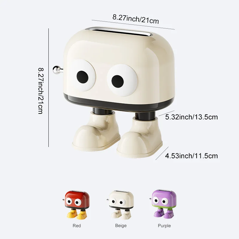 Creative Robot Tissue Box UFORU ABS Material Wide Opening Built-In Spring Cute Desktop Napkin Holder For Home Tabletop Decor