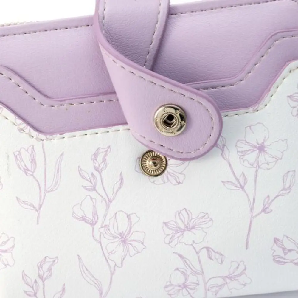 Floral impressão mini bolsa de moedas saco com zíper id cartão de crédito couro do plutônio carteira curta multi função coreano ins moda