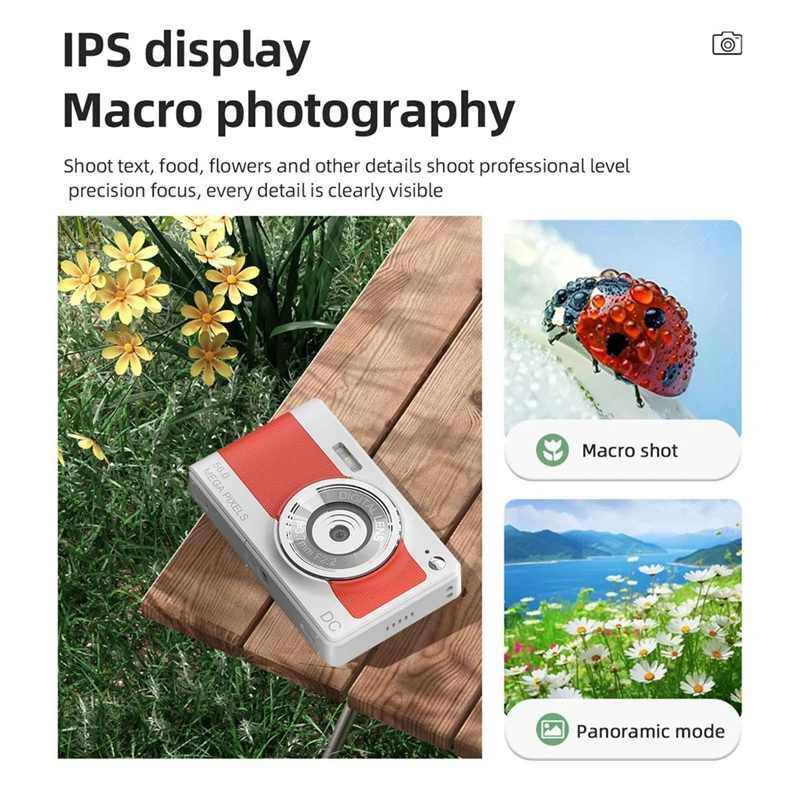 1080P Digital Camera Video Camera Camcorder 56MP 2.8 Inch IPS Screen 8X Digital Zoom Camera Gift for Kids White-A32R