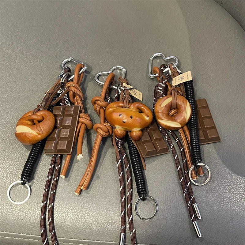 Alkaline Bread Key Chain Bag Pendant Braided Rope Creative Fashion Pendant Simple All-matching Bag Accessories