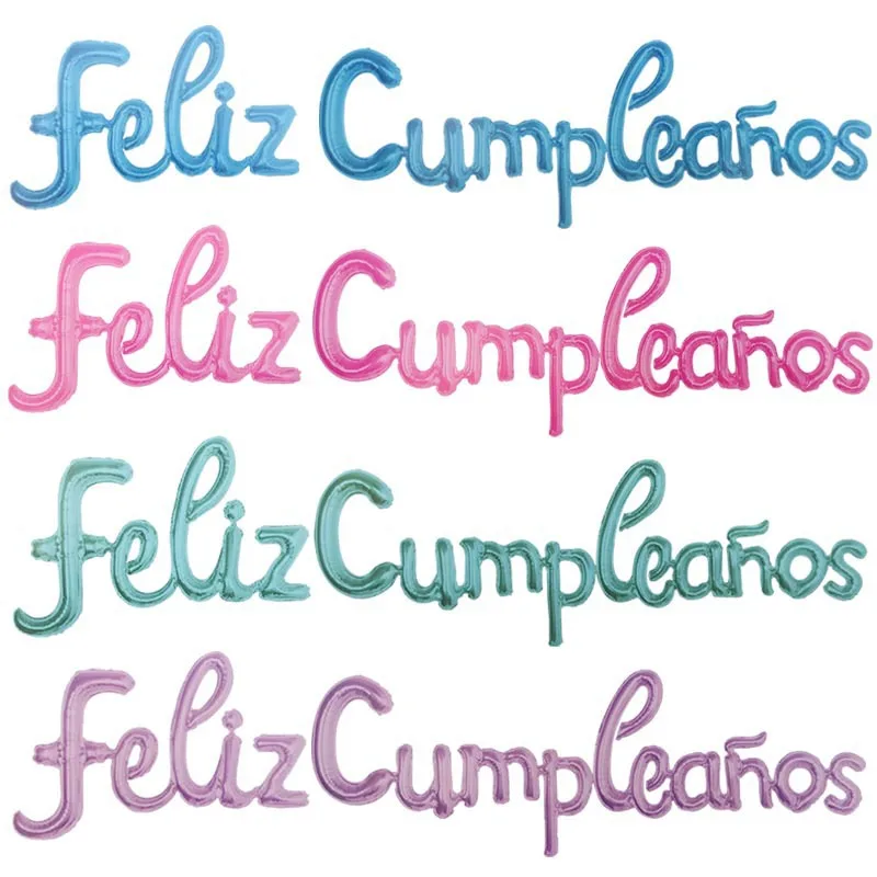 Spanish Happy Birthday Letters Balloons Conjoined Alphabet Foil Balloon Birthday Party Banner Baby Shower Decorations for Girl