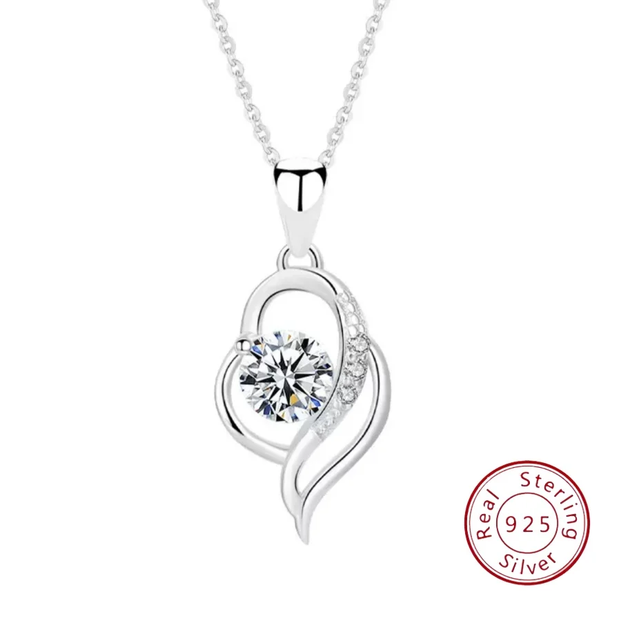 

New Niche Design S925 Sterling Silver “You're in My Heart” Necklace Fashionable Classic Elegance Silver Jewelry