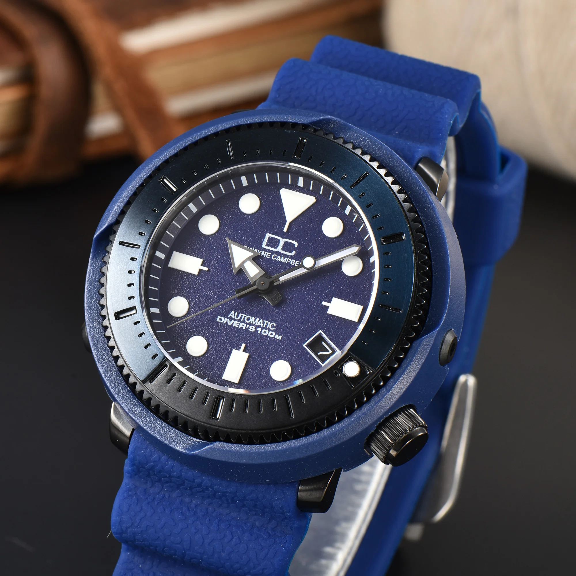 Automatische mechanische Uhr NH35 mit wasserdichtem Saphirglas und Kautschukarmband – trendige, individuelle und modische Armbanduhr