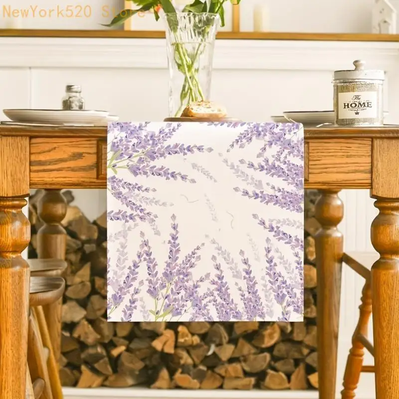 Lavender Spring Table Runner Seasonal Anniversary Holiday Kitchen Dining Table Decoration for Farmhouses Birthday Gift N84C