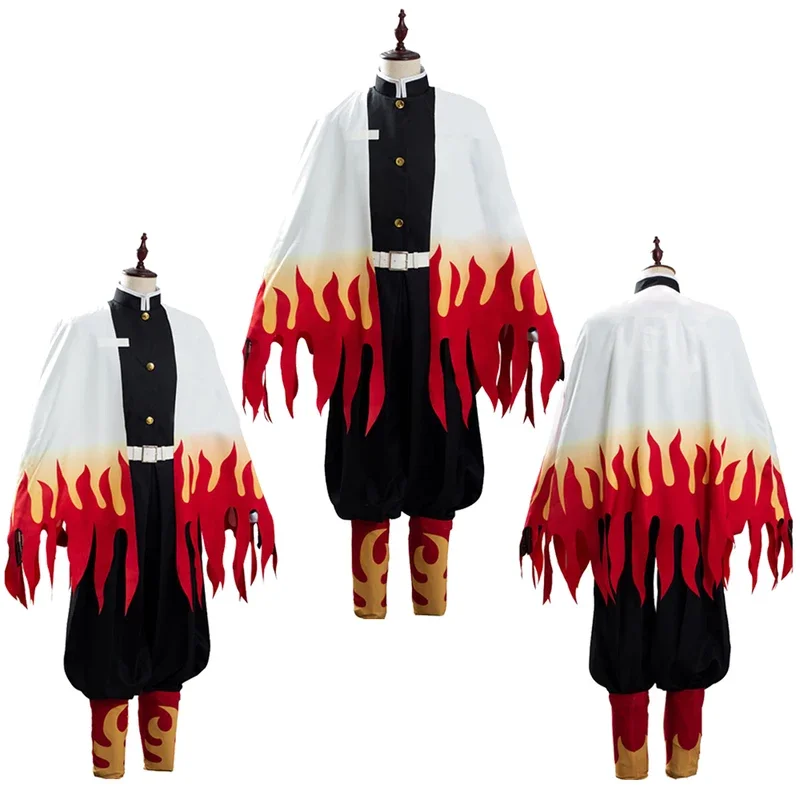 Rengoku Cosplay Kyoujurou Pruiken Anime Kostuum Outfits Halloween Carnaval Rollenspel Pak Voor Mannen Mannelijke Volwassen