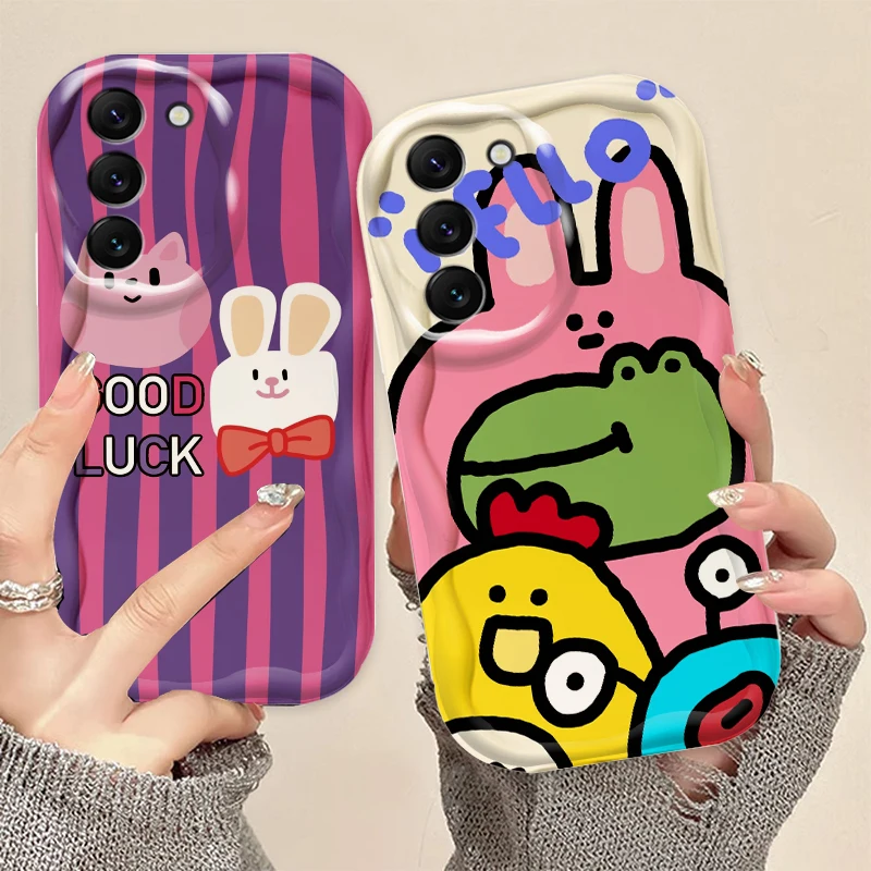 

Cute Cartoon Girl Rabbit For Samsung S24 S23 S21 S20 Ultra Plus FE A73 A72 A71 A51 A31 A05S A05 A04 5G Wave Oil Funda