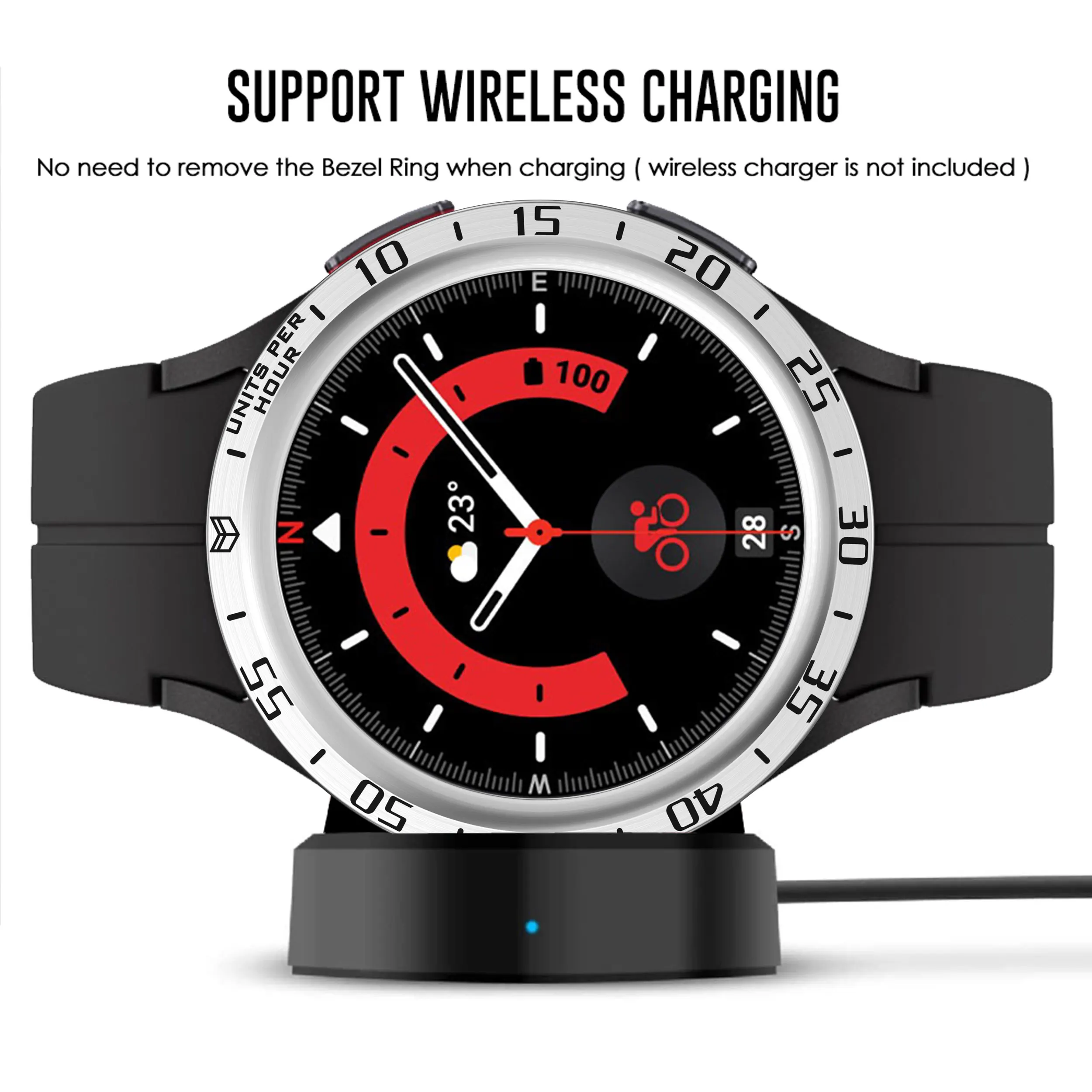 삼성 갤럭시 워치 5 프로용 스틸 베젤 링, 접착 스크래치 방지 금속 커버, 시계 보호 액세서리 용품, 45mm