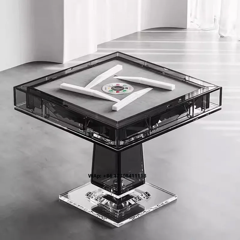 Automatic Electric Luxury Acrylic Poker & Gambling Mahjong Table with 2 Sets of Tiles 4-Player Eco-Friendly Home Entertainment