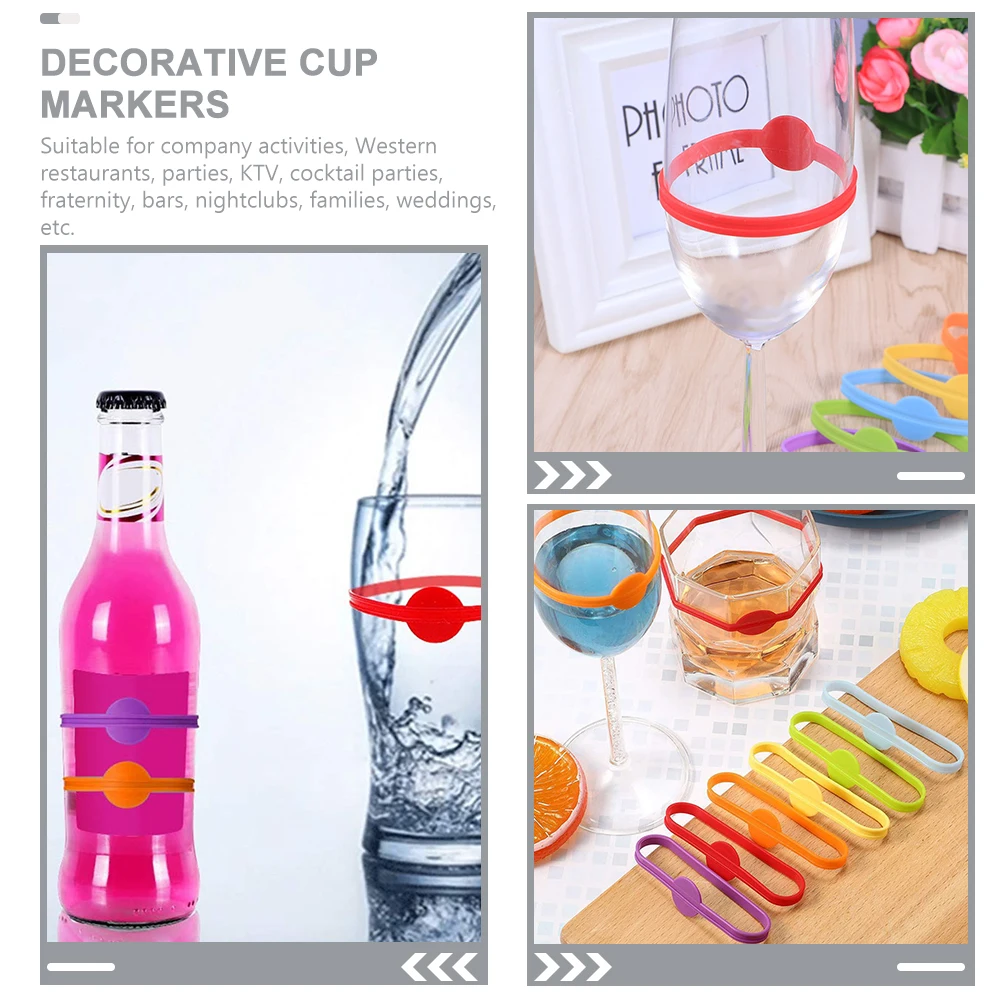 

24pcs Wine Glass Markers Silicone Drink Charms Party Wedding Decorative Cup Accessories Identifiers Water Labels Festive