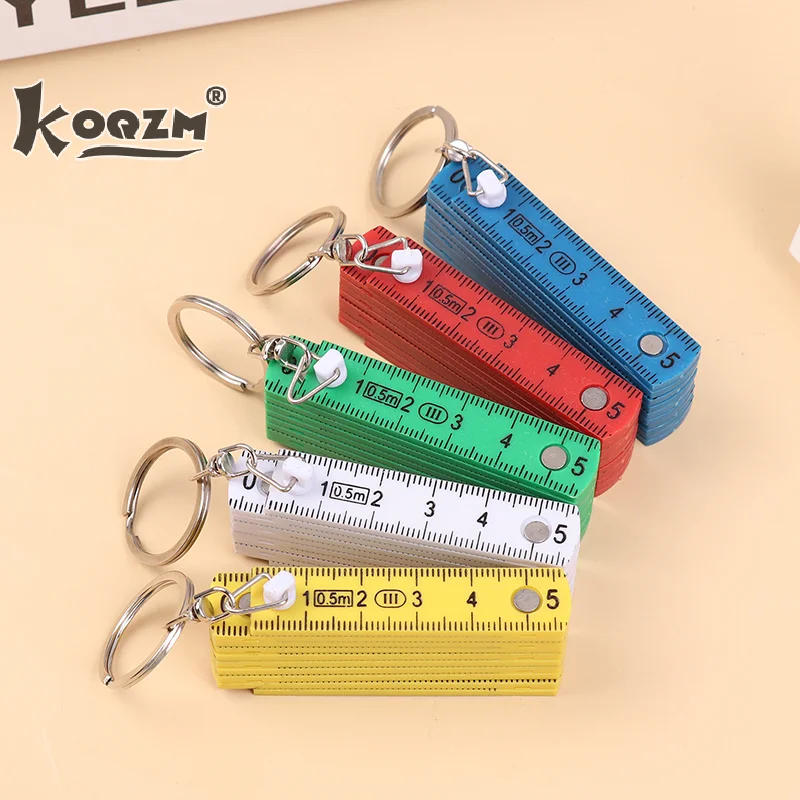 1Pc 0.5 Meter 10 Fold Keychain Plastic High Precision Folding Ruler Can Be Stored For Travel Woodworking Bricklaying Home DIY