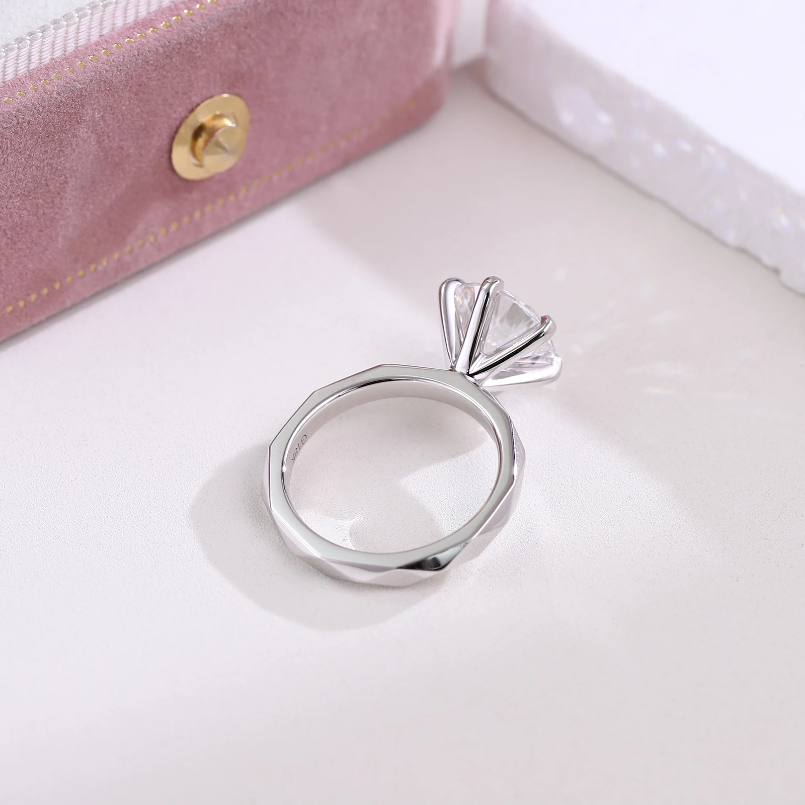 Joias provença 14K/18K anel solitário de ouro 2,5CT laboratório anéis de noivado de diamante maior para mulheres joias clássicas de casamento com losango
