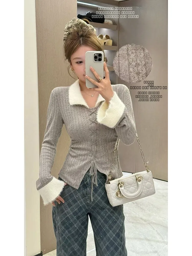 

Теплый вязаный свитер с эффектом 3D, приятный к телу, осенне-зимний, повседневный, из полиэфирного волокна, длинный рукав, U225S3966