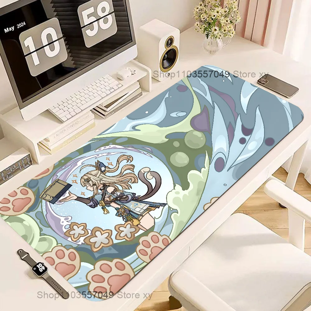 Game Genshin Impact Kirara Mousepad Large Gaming Mouse Pad LockEdge Thickened Computer Keyboard Table Desk Mat