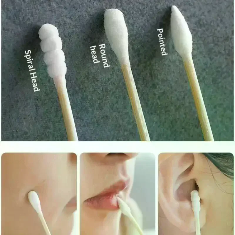 /Kuz/500Pcs Boxed Cosmetic Cotton Double Head Cotton Swab Ear Remover Women Makeup Cotton Buds Ears Cleaning Tools
