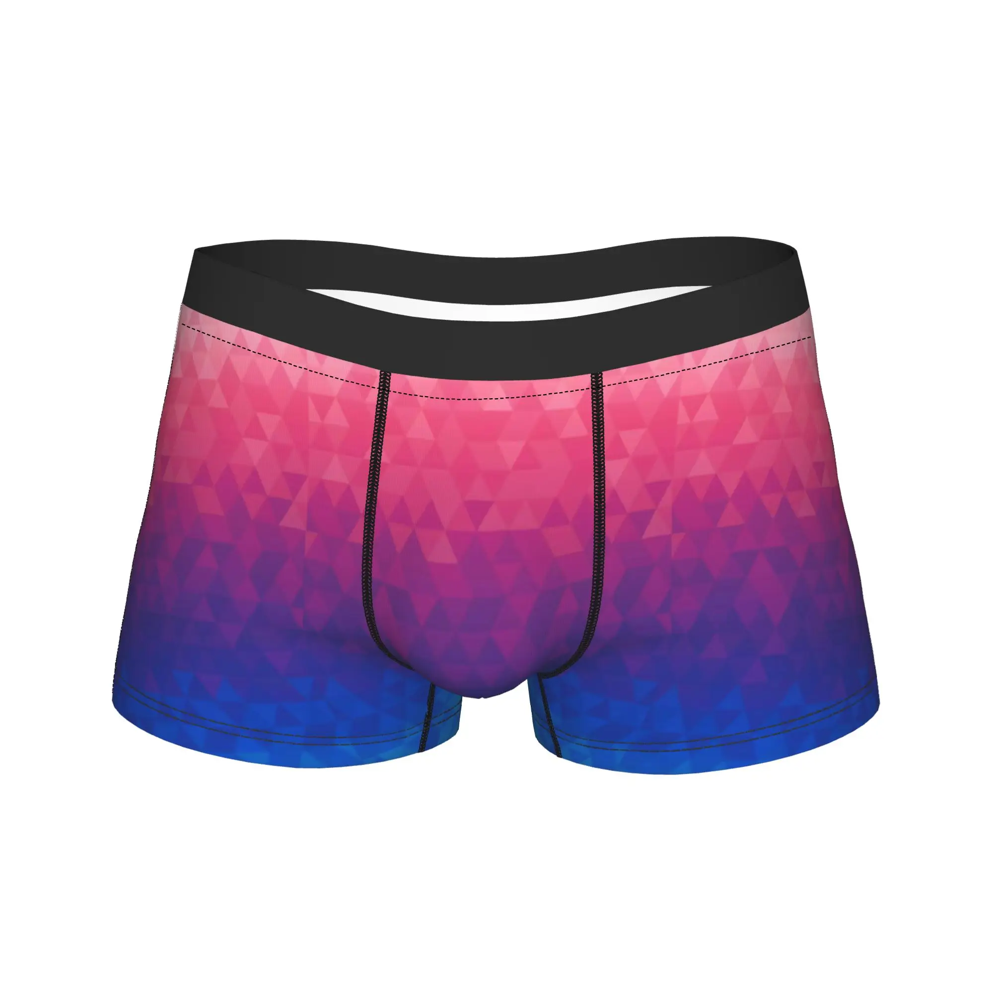 Pink Purple Blue Vertical Gradient Triangle Mosaic Underwear Boxershorts High Quality Men's Panties Shorts Briefs Present