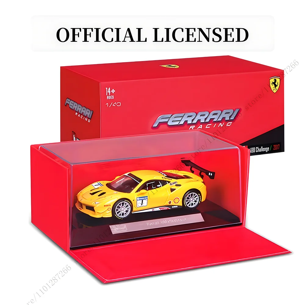 Bburago 1:43 Ferrari 250 Testa Rossa Car Model Replica, with Acrylic Case Base, Scale Monte Carlo Le Mans Daytona Miniature Toy