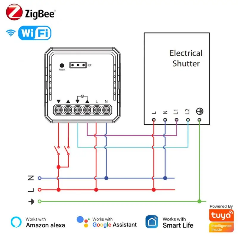 Tuya WiFi/ZigBee Circuit Breaker Smart Switch Module Neutral Wire Required Mini Smart Home DIY Light Breaker Alexa Google Home