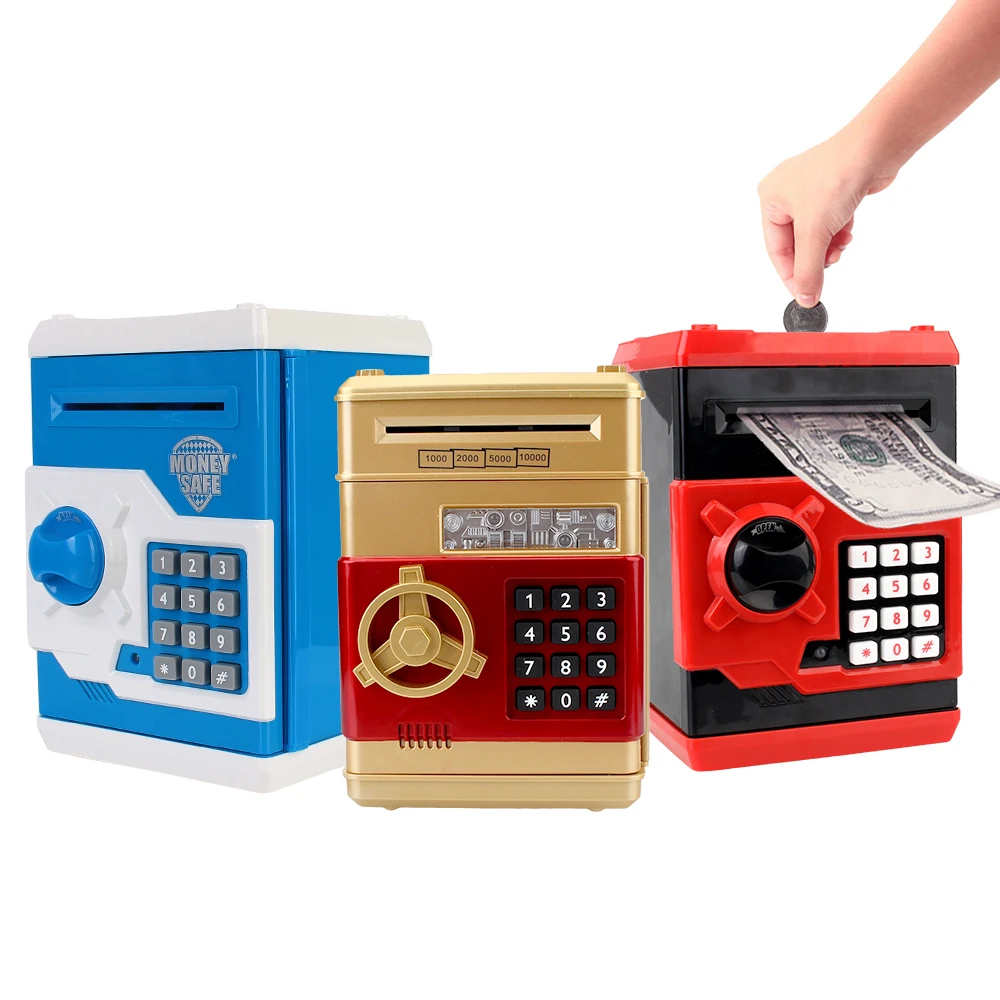 

Cash Coins Saving Box Electronic Piggy Bank Gift For Kids Automatic Deposit ATM Password Money Boxes Auto Scroll Paper Banknote