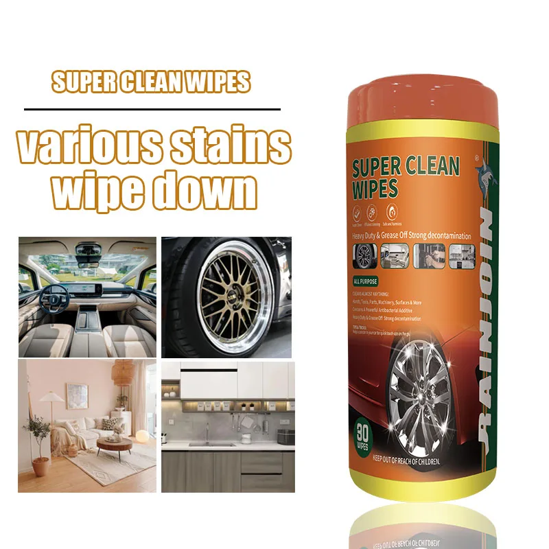  Car Interior Cleaning Wipes Multi-functional Wet Wipes for Dashboard Leather Seat Home Quick Cleaner Remove Stains Dust