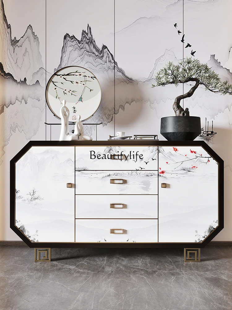 

New Chinese Style Light Luxury Entrance Cabinet Storage Meal Side Decoration Painted Cabinet