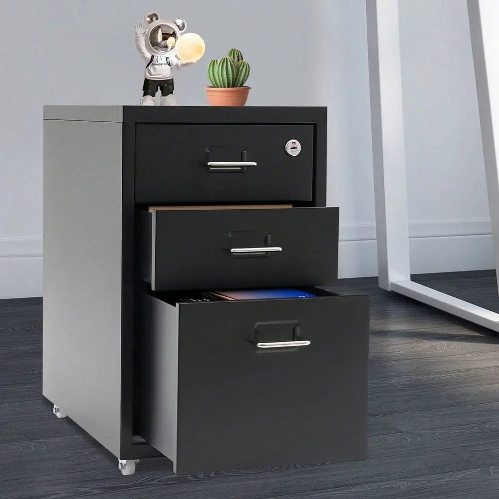 

Office Storage Cabinets And Shelving3 Drawers Vertical File Cabinet With Lock Black Under Desk Metal Mobile Filing Cabinet Steel