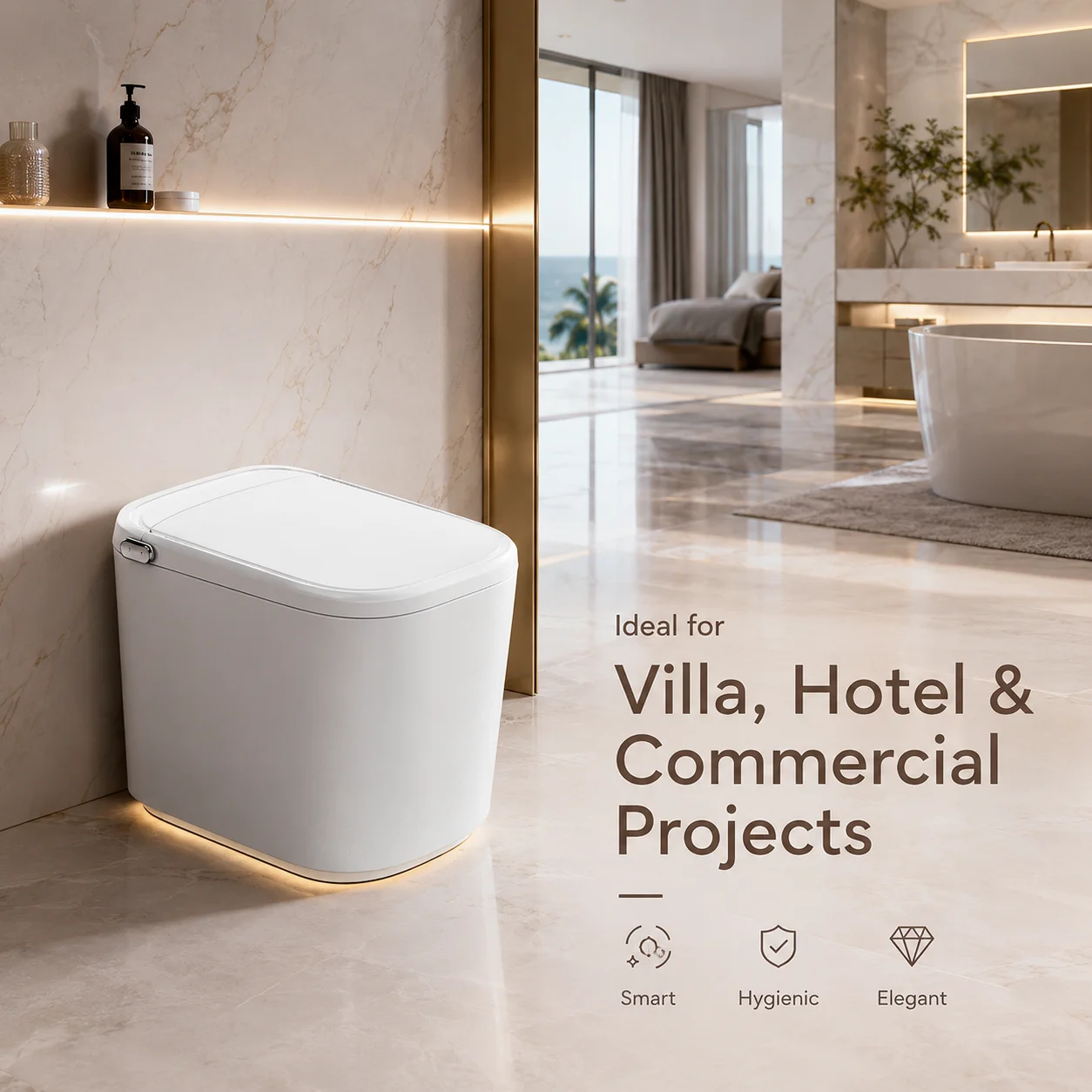 Compact Smart Toilet Bidet One Piece Ceramic WC For Small Bathroom Home Apartment Hotel