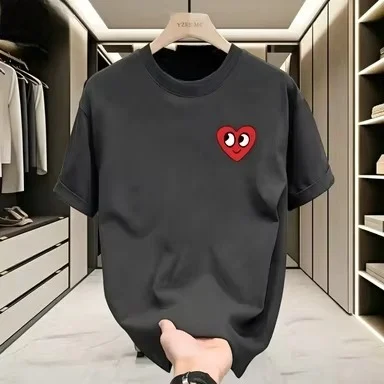 2026 Summer Short Sleeve Luxury All-purpose Cotton Breathable T-shirt for Men and Women with Love Print Short Sleeve