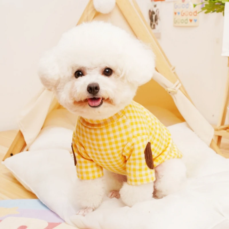 Warm Dog Plaid Shirt Soft Cotton Pet Dog Clothing Fashion Puppy Pullovers Spring Cat Shirt Chihuahua Clothes Cute Pet Costumes