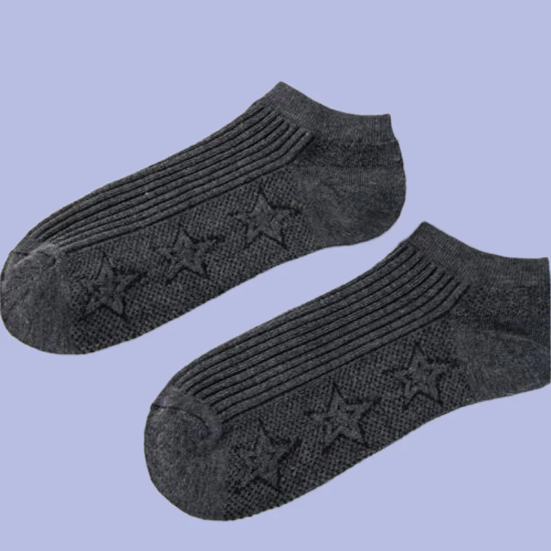 Calcetines náuticos transpirables para hombre, medias tobilleras de boca poco profunda, absorbentes del sudor, a rayas, simples e informales, 4 Estaciones, 5/10 pares