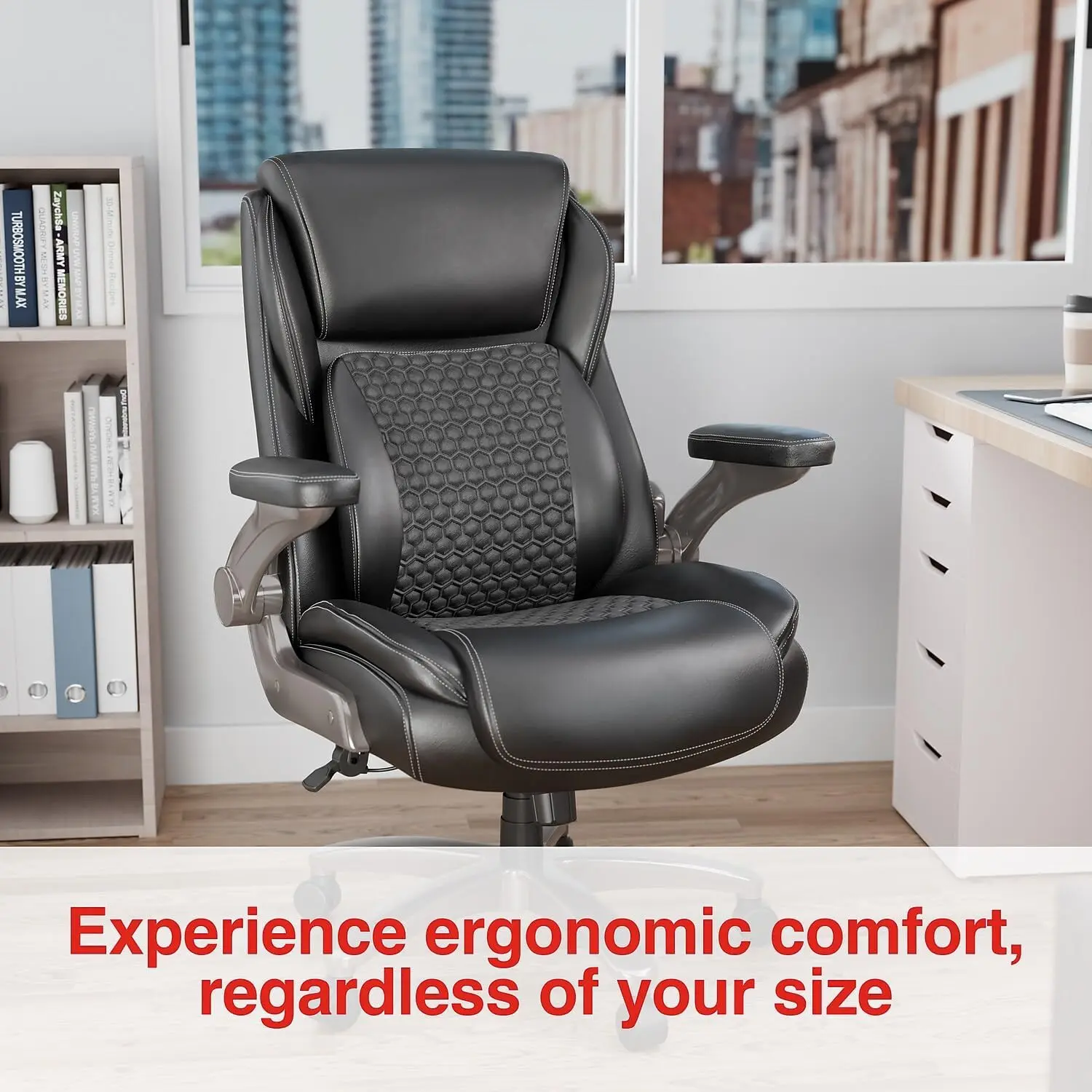 

Randolph Ergonomic Bonded Leather Executive Big & Tall Chair, 400 lb. Capacity, Black