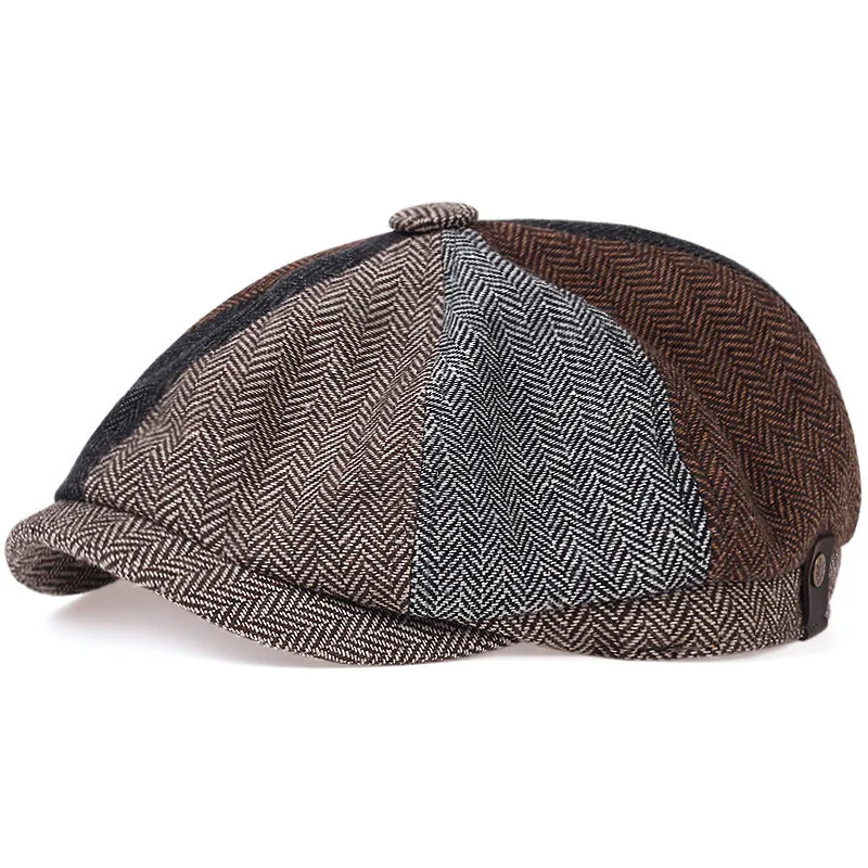 Male Ivy Hat Big Head Man Autumn and Winter Newsboy Cap Top Grade Beret Caps