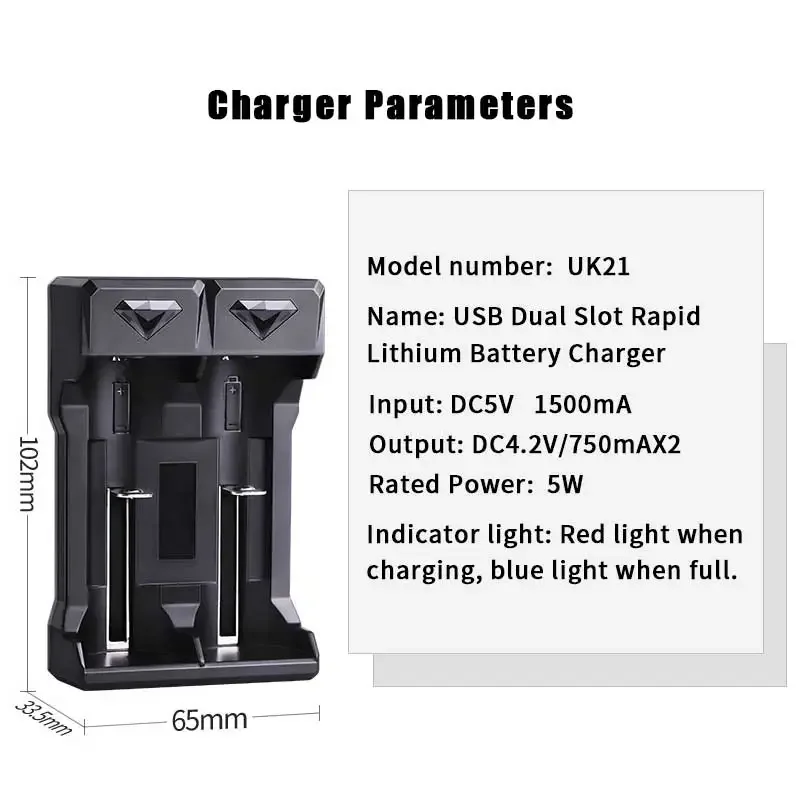 Rechargeable Lithium Battery ICR18650 18650 3.7V 1800mAh  Li-ion Batteries + USB Charger for Fan Amplifier LED Light Flashlight