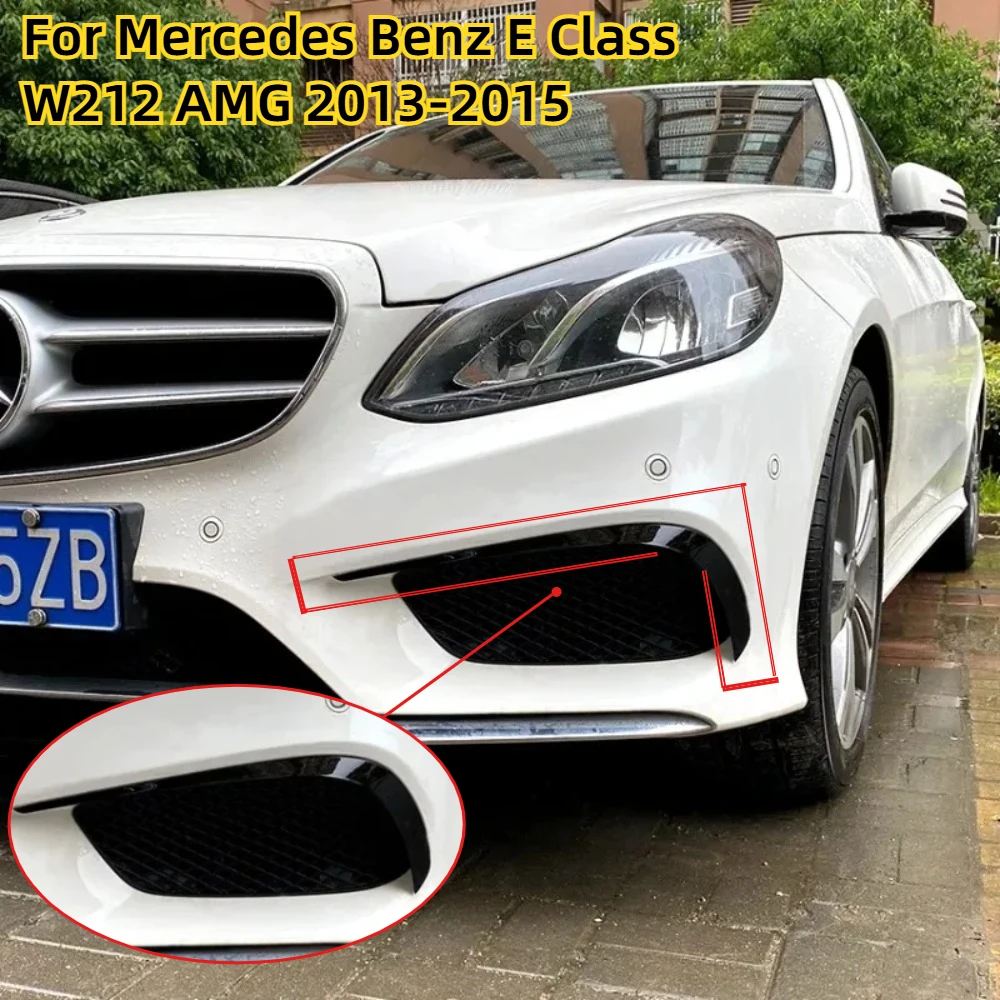 for-mercedes-benz-e-class-w212-facelift-amg-2013-2015-front-bumper-spoiler-lip-upwind-cover-grille-gloss-black-carbon-fiber