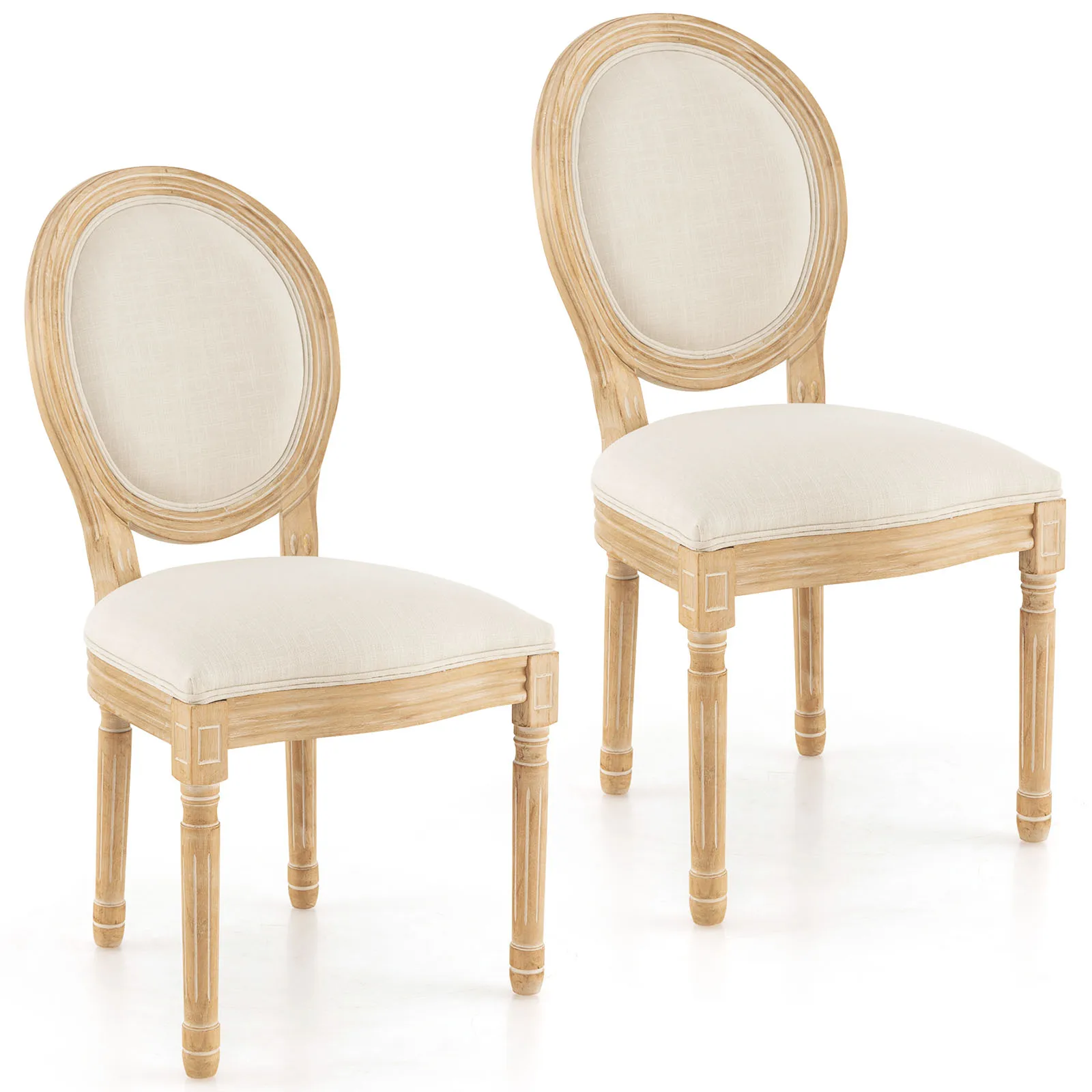 Upholstered Dining Chair Set of 2 Home French-Style Armless w/Sponge Padded Seat