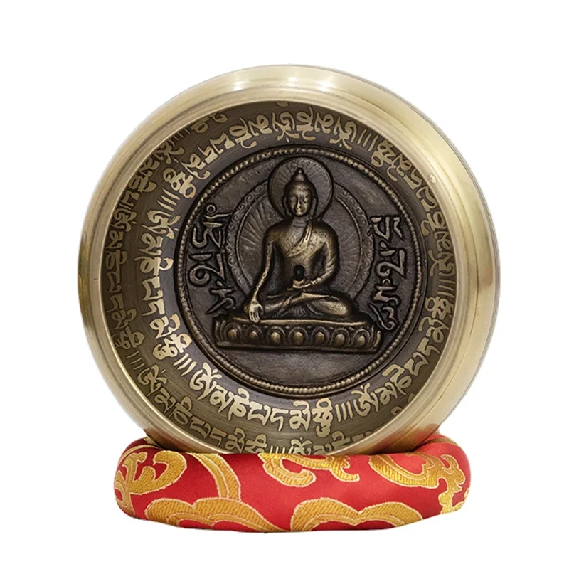 11cm Tibetan Nepal Buddhist Singing Bowl Handmade Brass Chime Meditation Sound Healing Percussion Instruments Ornaments