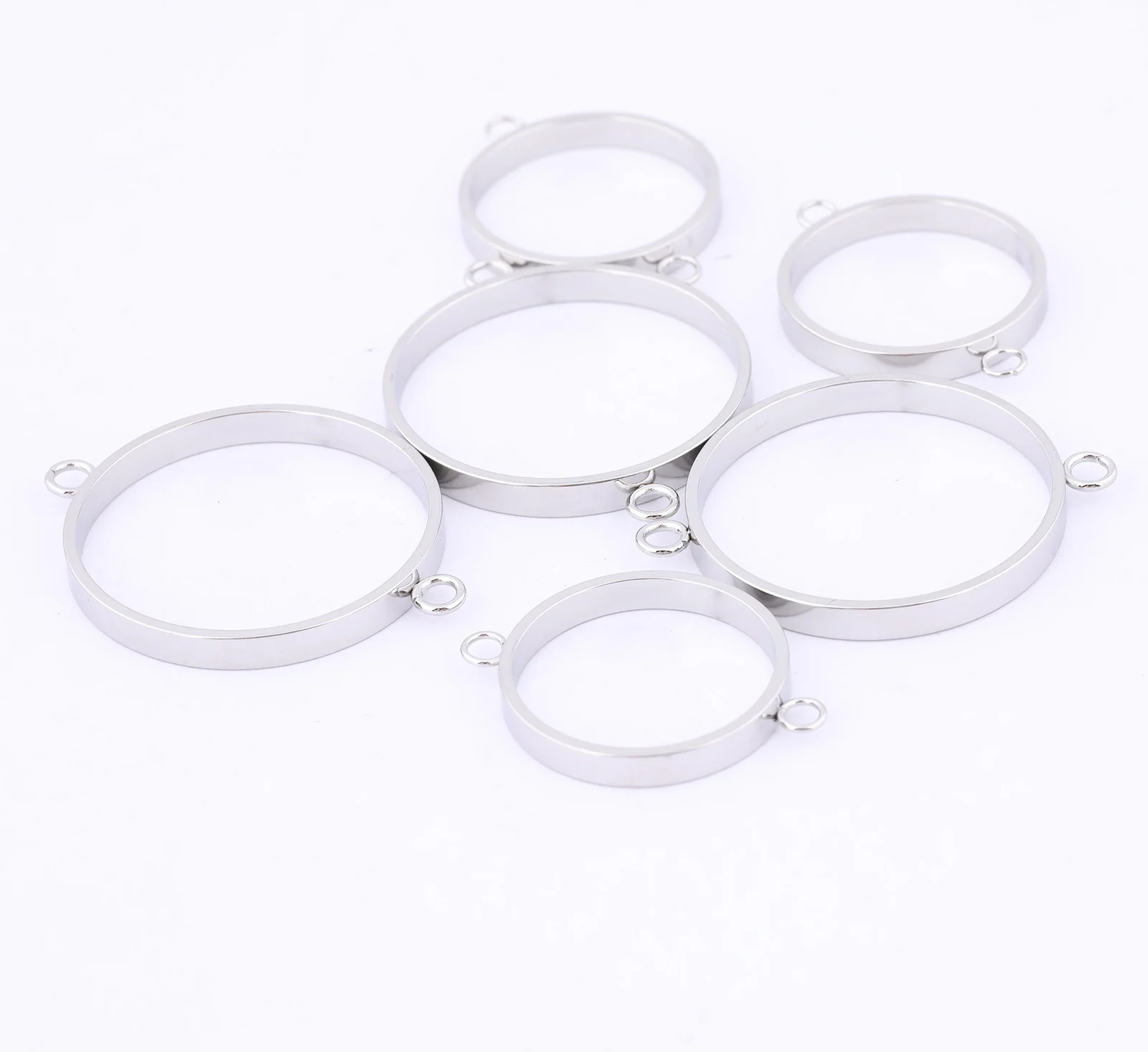 10pcs Stainless Steel Open Bezel Connectors Diy 18mm 25mm Cabochon Frame Setting Blanks For Resin Bracelest Jewelry Making