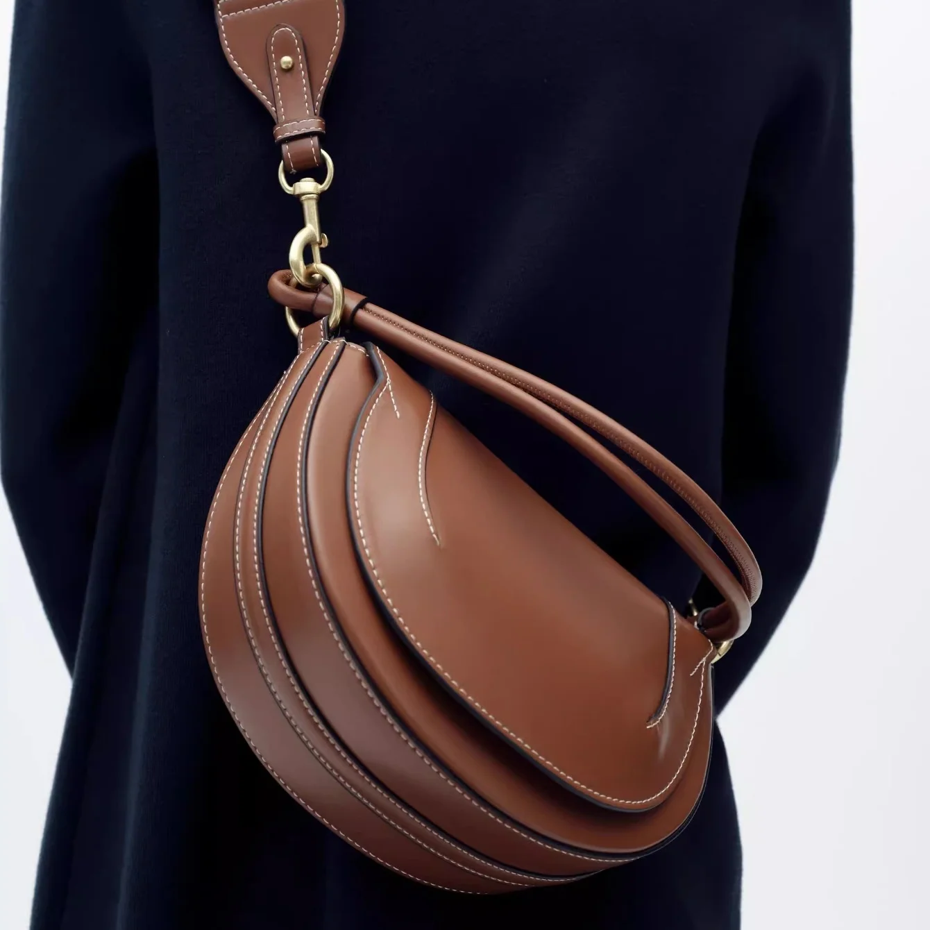 

Saddle bag for women fashion crossbody trade bag 2025 autumn winter new black dark red camel beige color