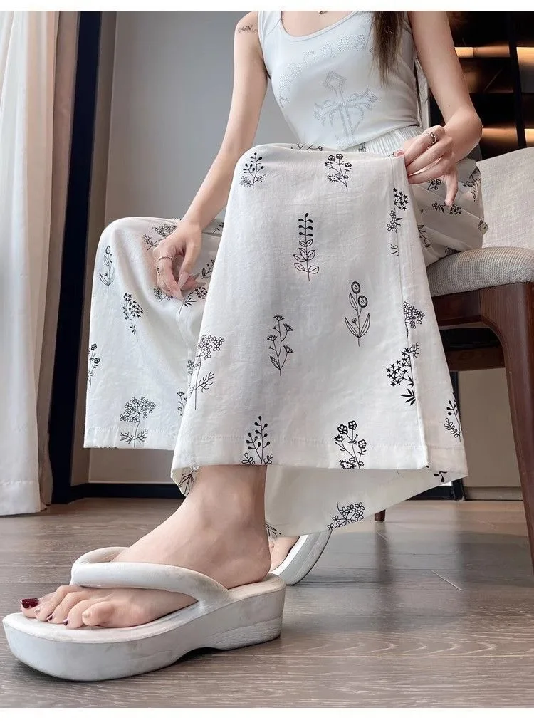 Damen Kurze Hose mit Blumenmuster im Retro-Stil, Schnürung, Slim Fit, Weites Bein, Lockerer Lazy-Style, Modische Freizeithose – Detail 7