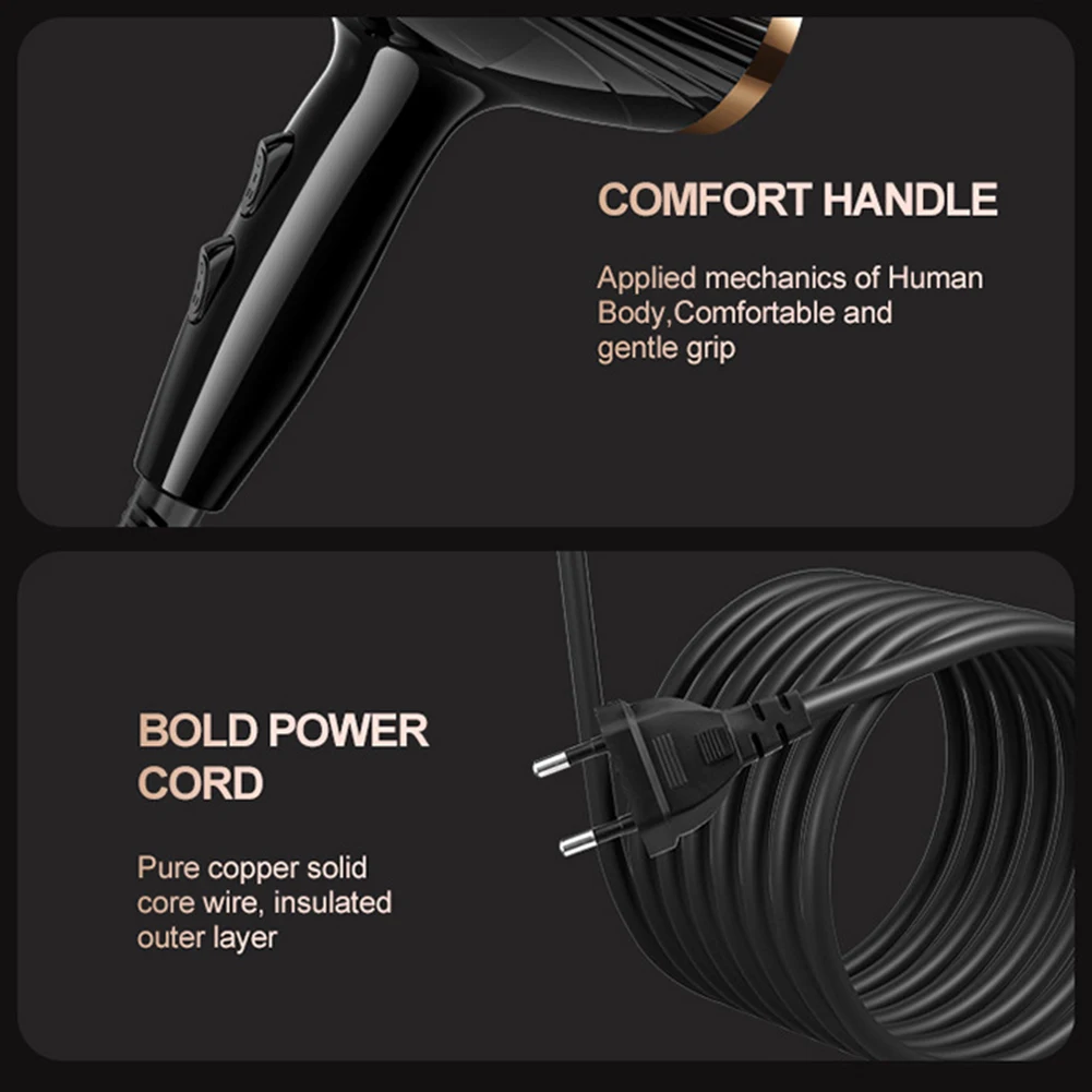 6 In 1 High-Powered Low Noise Hair Dryer Powerful Fast Dry Hot Cold Wind Hair Dryer For Home Travel Hair Styling image 5